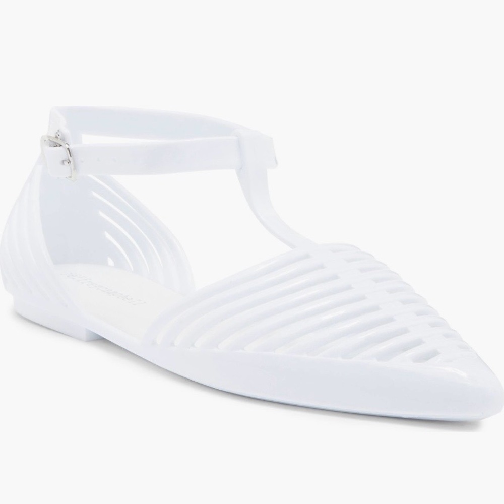 Jeffrey Campbell White Pointed Jelly Flats